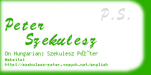 peter szekulesz business card